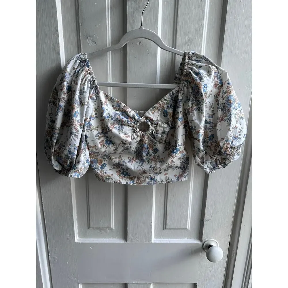 Abercrombie & Fitch Floral Puff Sleeve Crop Top NWT